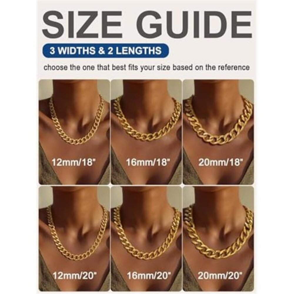 Women's Cuban Link Chain Stainless Steel Chunky Necklace - Picture 5 of 5